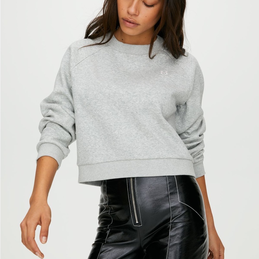 Aritzia Light Gray Cropped Sunday Beat Car Sweatshirt Large